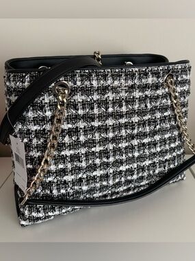 NEW♠️kate spade Black & White Tweed Shoulder Bag authentic